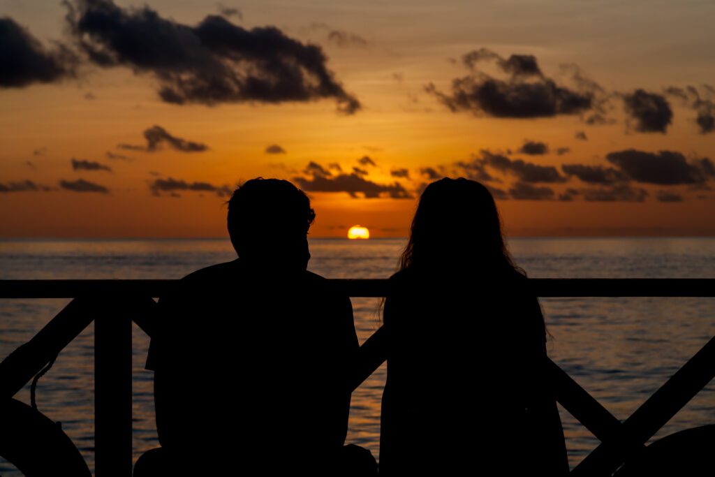 Happy couple sunset